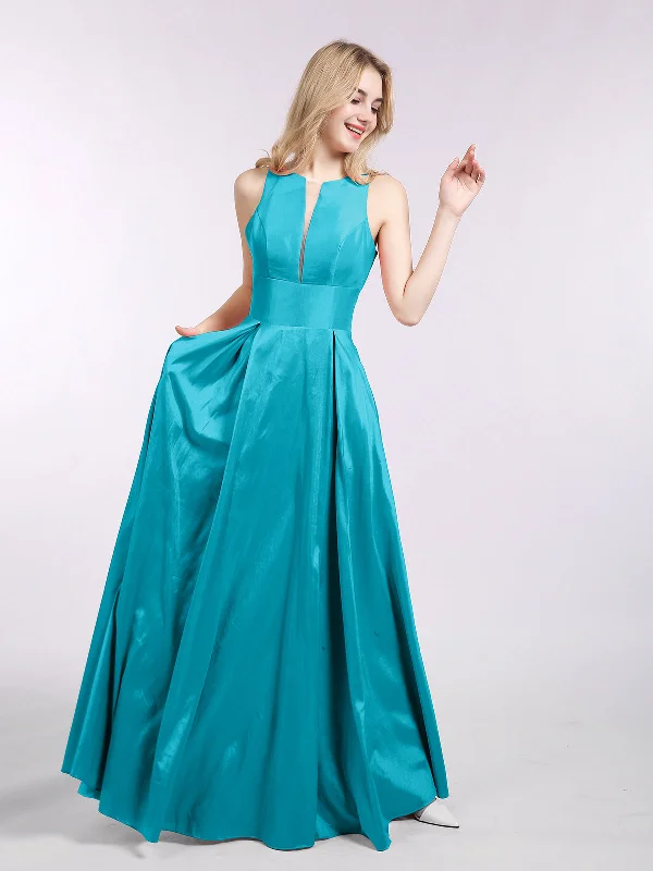 A-line Taffeta Long Dress with Pockets-Jade Tunics Party sparkling