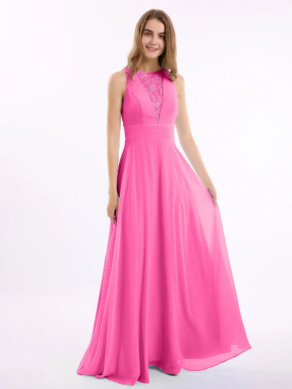 Lace Deep V-neck and Back Chiffon Long Dresses-Azalea Tunics Chinos classic