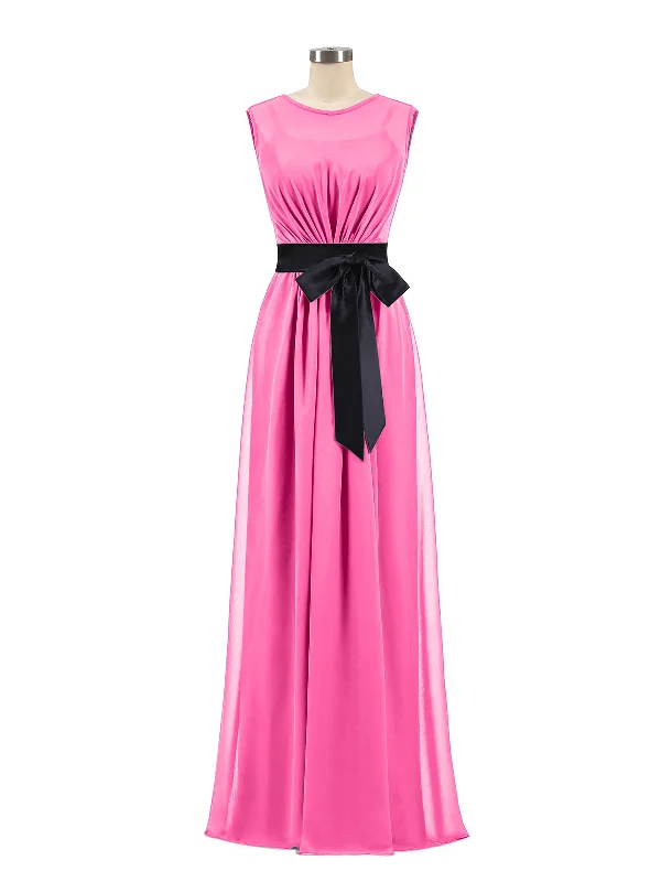 FAUX-Wrap Chiffon Dress with Black Waistband-Azalea Tunics stripes playful