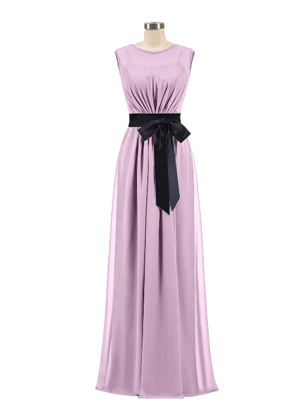 FAUX-Wrap Chiffon Dress with Black Waistband-Vintage Mauve Tunics Corduroy durable
