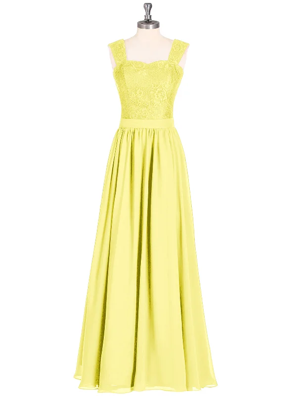 Shoulder Strap Lace AND CHIFFON Long Dress-Lemon Tunics Prom sequined
