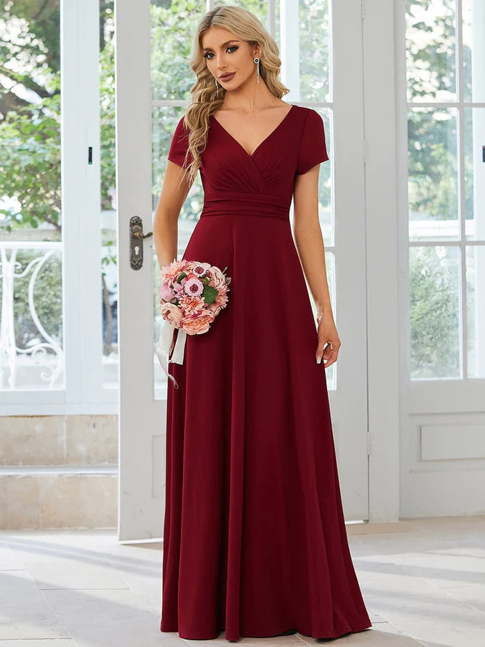 Custom Size Simple Pleated Empire Waist A-Line Bridesmaid Dress Tunics Custom made