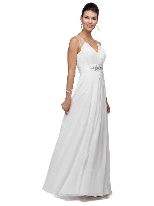 Dancing Queen Bridal 9539 - Beaded Waist A-Line Long Dress Tunics Luxurious premium