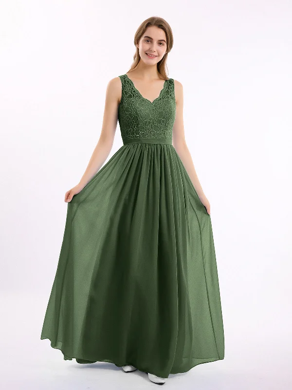 Lace Top and Chiffon Bottom Long Dresses Olive Green Bodycon Club Sequined