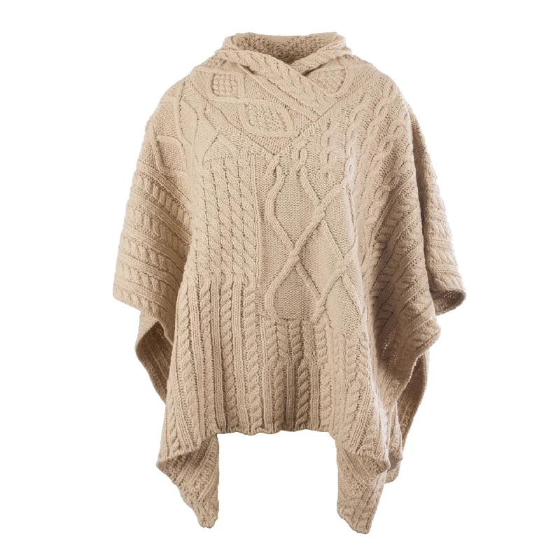 Aran Traditions Cable Classic Shawl Neck Stylish Knit Shawl Wrap