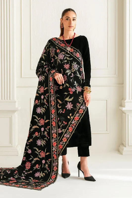 Black Floral Velvet Shawl Soft Faux Fur Shawl