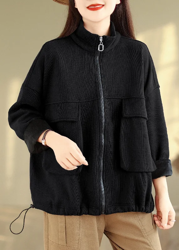 Black Pockets Patchwork Plus Size Warm Fleece Coat Zip Up Fall Quilted Jacket Anorak Windbreaker Black Pockets Patchwork Plus Size Warm Fleece Coat Zip Up Fall Quilted Jacket Anorak Windbreaker