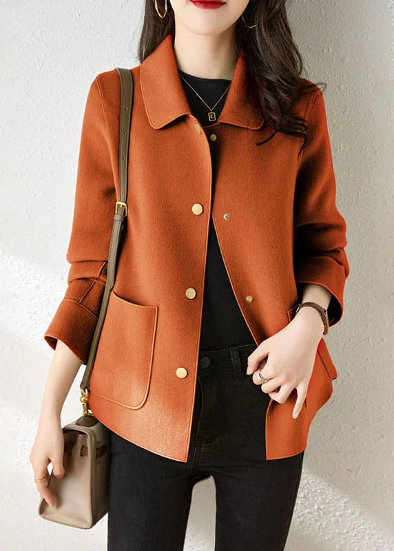 Boutique Orange Peter Pan Collar Pockets Patchwork Woolen Coat Fall Stole Shawl Scarf Boutique Orange Peter Pan Collar Pockets Patchwork Woolen Coat Fall Stole Shawl Scarf