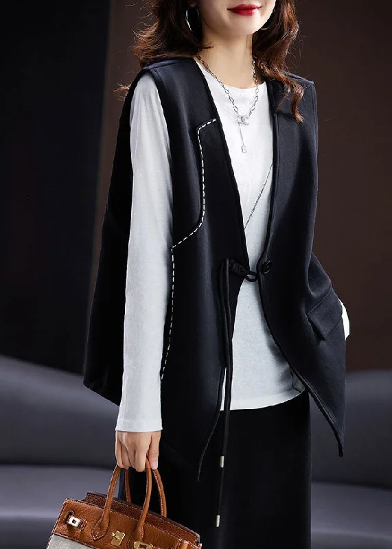 Brief Black Patchwork Button Waistcoat Sleeveless Warm Puffer Waistcoat Vest