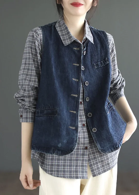 Brief Denin Blue Pockets Patchwork Denim Waistcoat Sleeveless Fashionable Sleeveless Waistcoat Brief Denin Blue Pockets Patchwork Denim Waistcoat Sleeveless Fashionable Sleeveless Waistcoat