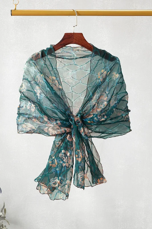Calypso Border Floral Shawl Cozy Fleece Shawl Scarf