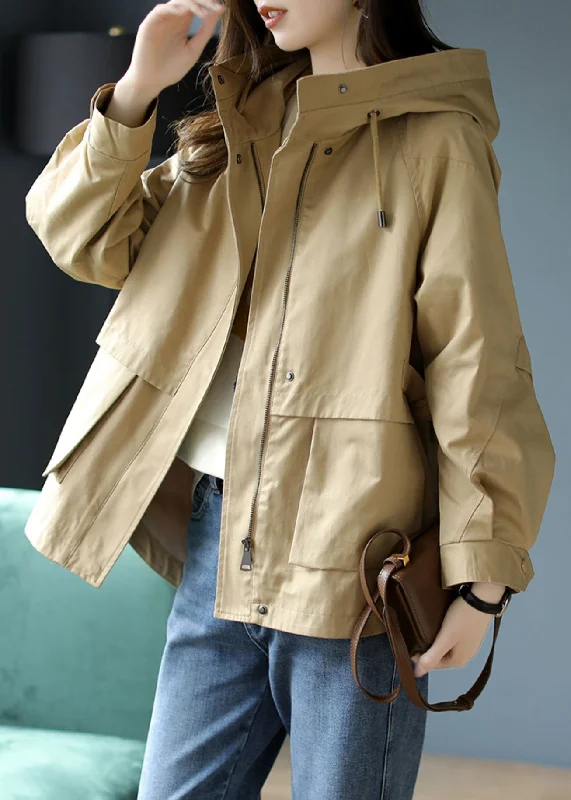 Casual Khaki Hooded Patchwork Cotton Coat Spring Lapel Coat Peter Pan Collar Coat Cowl Neck Coat Casual Khaki Hooded Patchwork Cotton Coat Spring Lapel Coat Peter Pan Collar Coat Cowl Neck Coat