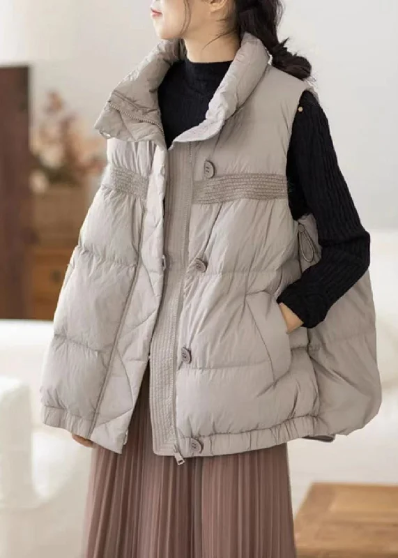 Casual Light Grey Zippered Pockets Cotton Filled Waistcoat Sleeveless Classic Fitted Waistcoat Jacket Casual Light Grey Zippered Pockets Cotton Filled Waistcoat Sleeveless Classic Fitted Waistcoat Jacket