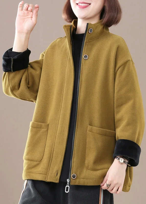 Chic Yellow Zip Up Pockets Warm Fleece Coat Winter Hooded Jacket Zipper Jacket Button Jacket Chic Yellow Zip Up Pockets Warm Fleece Coat Winter Hooded Jacket Zipper Jacket Button Jacket