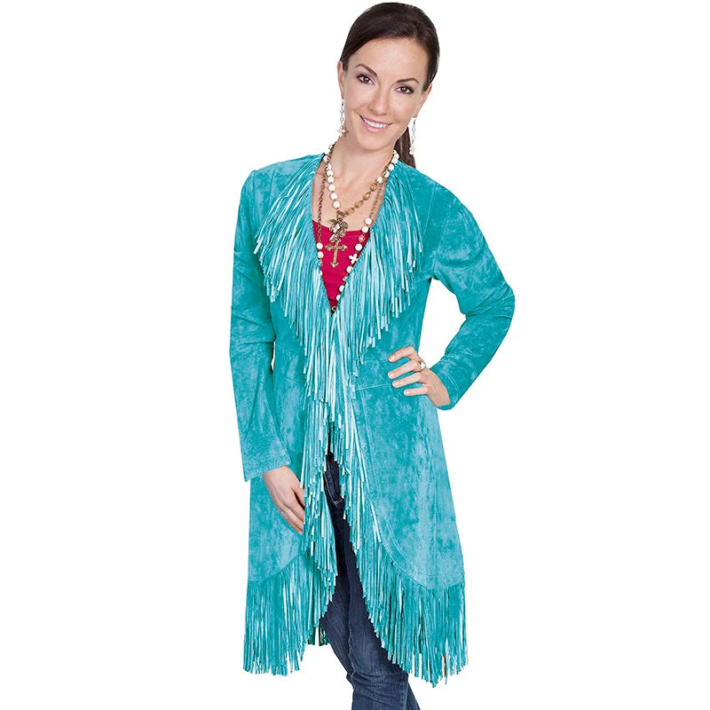 Suede Fringe Maxi Coat Suede Faux Fur Shearling
