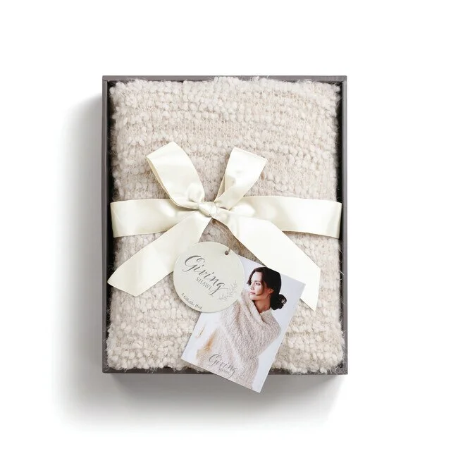 Cream Giving Shawl from Demdaco Giving Collection Cozy Chunky Knit Shawl