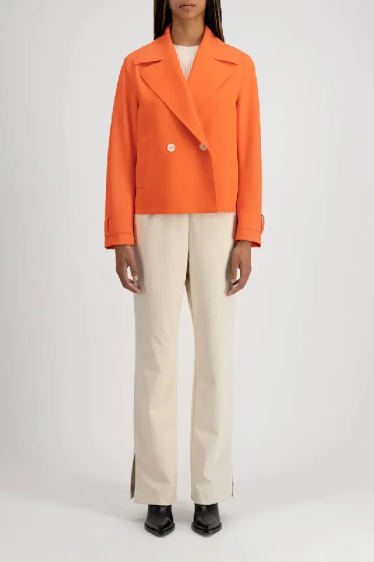 Cropped Peacoat Scuba - Bright Coral Plaid Tartan Floral