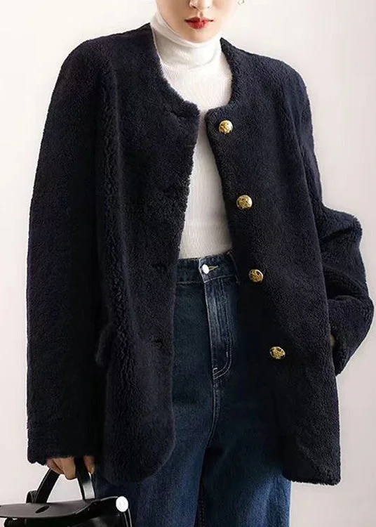 Elegant Navy O Neck Pockets Button Patchwork Wool Coat Winter Trench Raincoat Windbreaker Elegant Navy O Neck Pockets Button Patchwork Wool Coat Winter Trench Raincoat Windbreaker