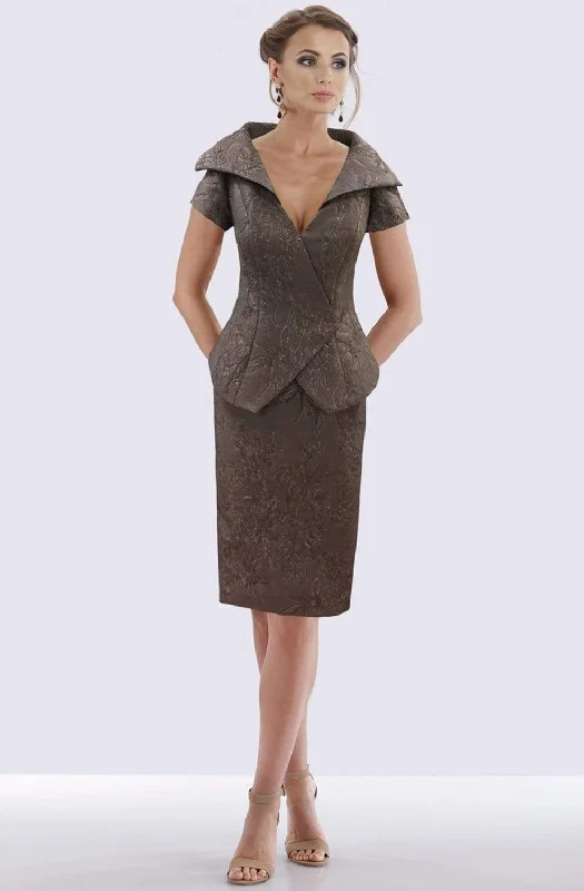 Feriani Couture - 18751 Shawl Style Collar Wide V Neck Cocktail Dress Stylish Wool Shawl Wrap Feriani Couture - 18751 Shawl Style Collar Wide V Neck Cocktail Dress Stylish Wool Shawl Wrap