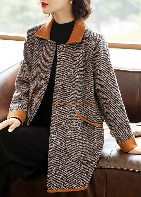Italian Peter Pan Collar Button Pockets Patchwork Woolen Coat Fall Houndstooth Jacket Shearling Jacket Fleece Jacket Italian Peter Pan Collar Button Pockets Patchwork Woolen Coat Fall Houndstooth Jacket Shearling Jacket Fleece Jacket