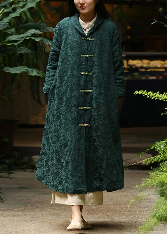 Jacquard Blackish Green Button Pockets Warm Fleece Long Coat Winter empire Basque Peplum Jacquard Blackish Green Button Pockets Warm Fleece Long Coat Winter empire Basque Peplum