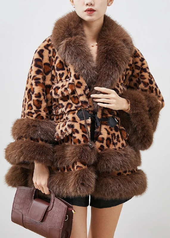 Leopard Print Faux Fur Coat Oversized Drawstring Winter Square Neck One-Shoulder Off-the-Shoulder Leopard Print Faux Fur Coat Oversized Drawstring Winter Square Neck One-Shoulder Off-the-Shoulder