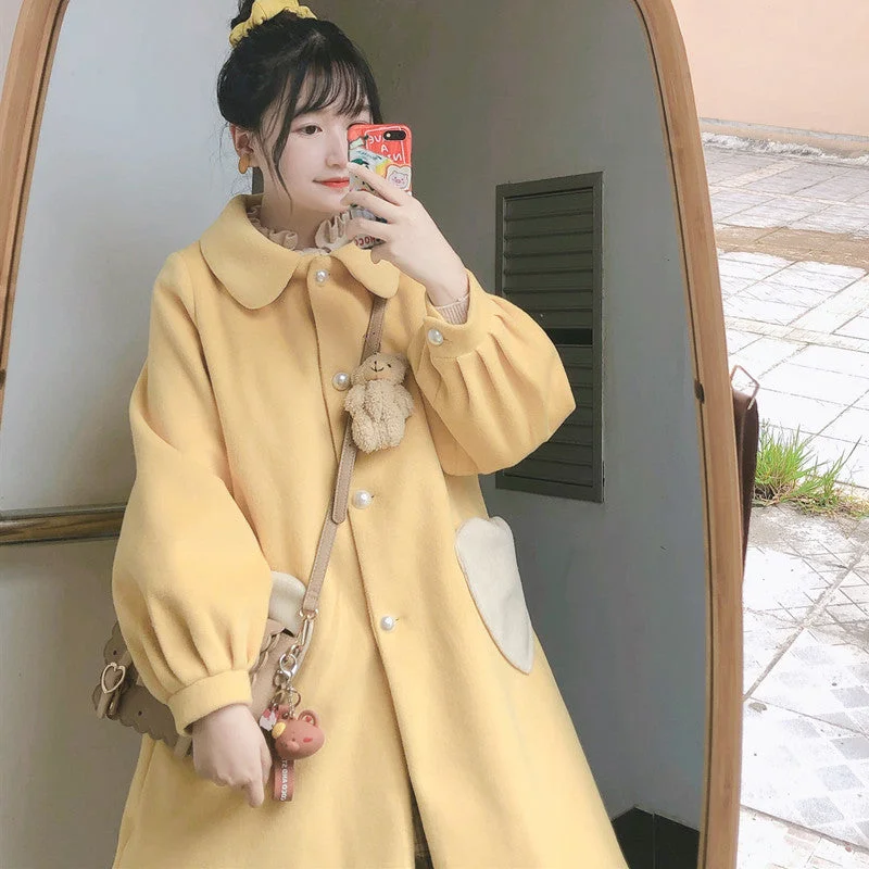 Love pocket long coat YV43477 Buttoned Zippered Snapped