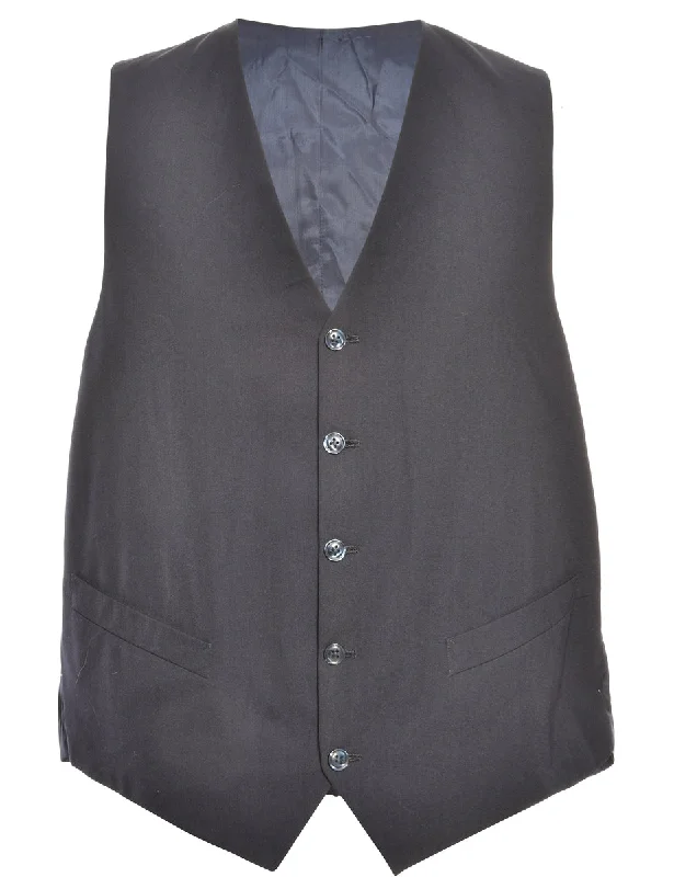 Navy Waistcoat - M Fashionable Double-Breasted Waistcoat