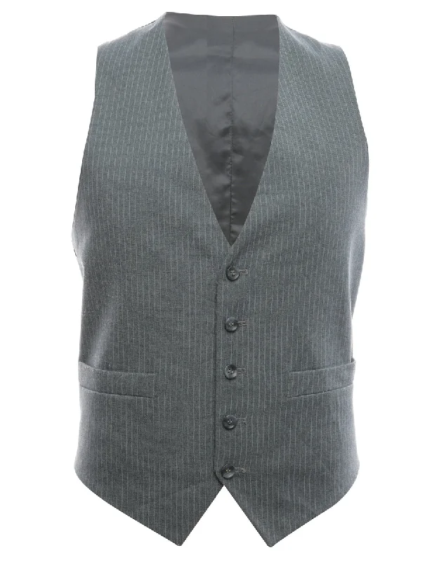 Pinstriped Waistcoat - M Comfortable Wool Waistcoat Jacket