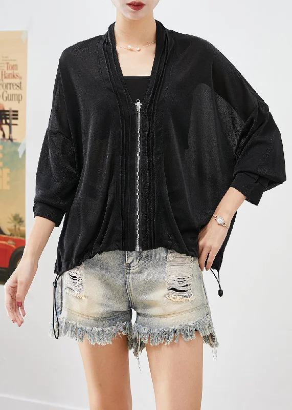 Plus Size Black V Neck Drawstring Wrinkled UPF 50+ Coat Fall Cape Coat Herringbone Coat Tweed Coat Plus Size Black V Neck Drawstring Wrinkled UPF 50+ Coat Fall Cape Coat Herringbone Coat Tweed Coat