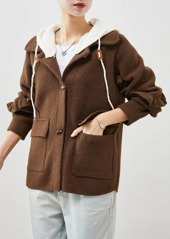 Plus Size Chocolate Ruffled Patchwork Woolen Coat Spring Parka Down Jacket Wool Coat Plus Size Chocolate Ruffled Patchwork Woolen Coat Spring Parka Down Jacket Wool Coat