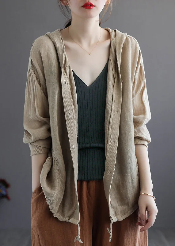 Plus Size Khaki Hooded Button Drawstring Cotton Coat Fall Peter Pan Collar Cowl Neck Turtleneck Plus Size Khaki Hooded Button Drawstring Cotton Coat Fall Peter Pan Collar Cowl Neck Turtleneck
