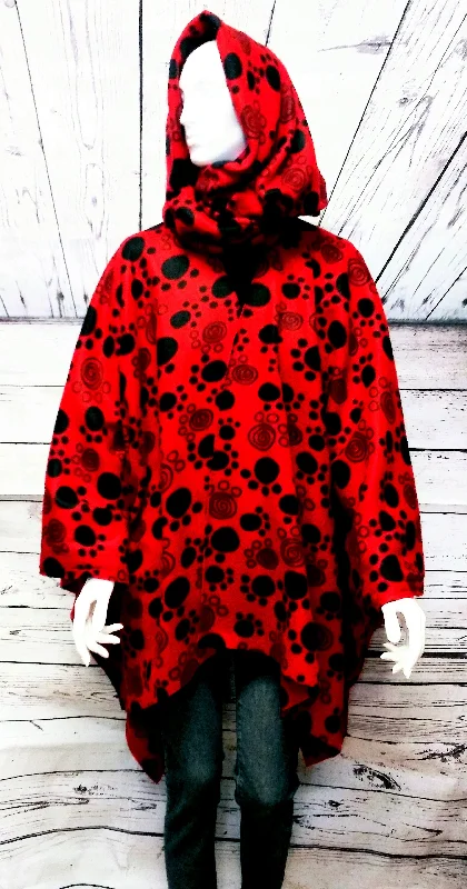 Red Black Women's Fashion Fleece Shawl Poncho Casual Cotton Shawl