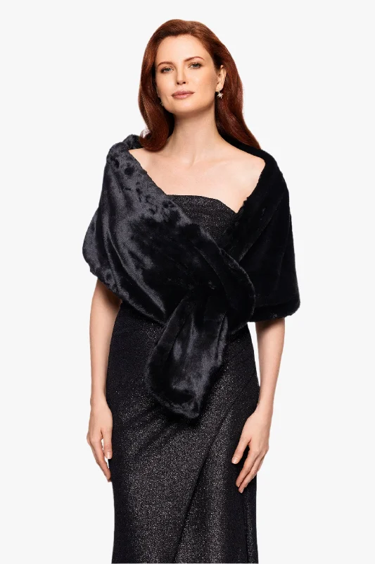 "Francine" Faux Fur Shawl Wrap Comfortable Plaid Shawl Wrap