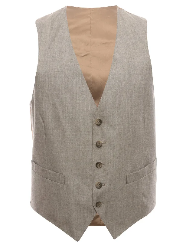 Single Breasted beige Waistcoat - M Stylish Tweed Waistcoat Jacket