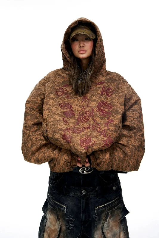 Totem Camouflage Coat Bomber Denim Leather