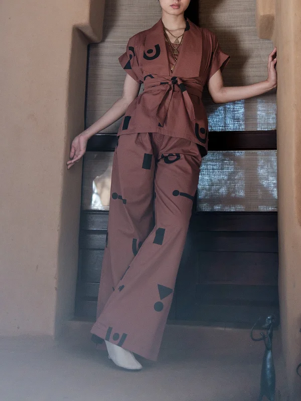 Triangle Printed Berlin Shawl Collar Copper Fashionable Oversized Shawl