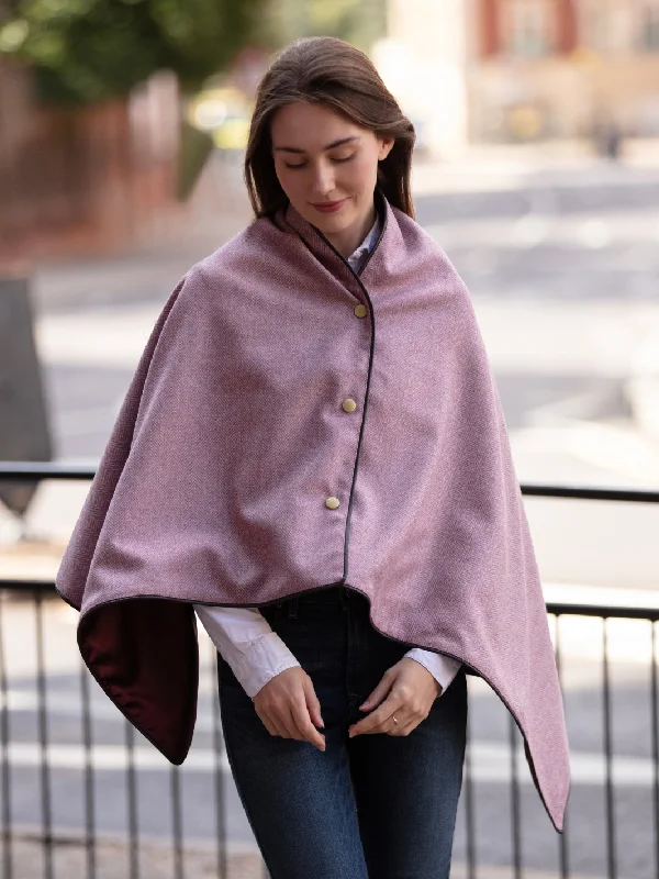 Tweed Shawl - Pink Herringbone Elegant Long Shawl Scarf