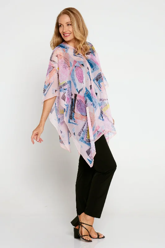 Two Way Chiffon Shawl - Pink Collage Stylish Oversized Wool Shawl