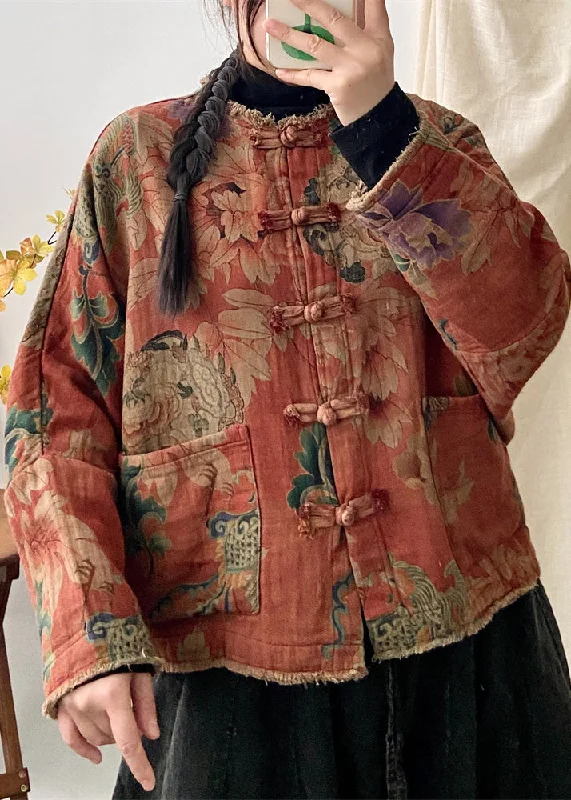 Vintage Orange Print Pockets Chinese Button Patchwork Cotton Coat Fall Turtleneck Jacket Crew Neck Jacket V-Neck Jacket Vintage Orange Print Pockets Chinese Button Patchwork Cotton Coat Fall Turtleneck Jacket Crew Neck Jacket V-Neck Jacket