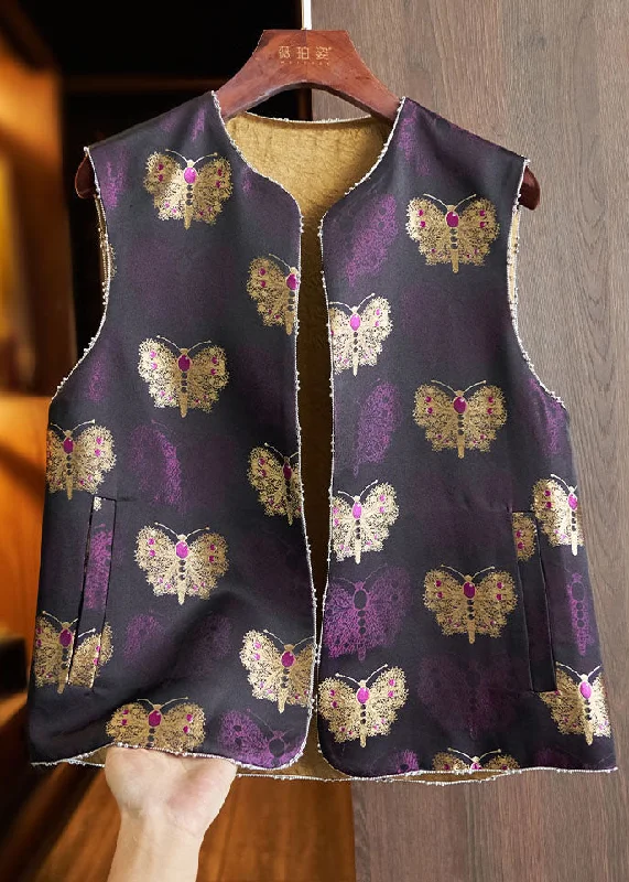Vintage Purple Embroideried Nail Bead Silk Waistcoat Fall Trendy Plaid Waistcoat Vest Vintage Purple Embroideried Nail Bead Silk Waistcoat Fall Trendy Plaid Waistcoat Vest