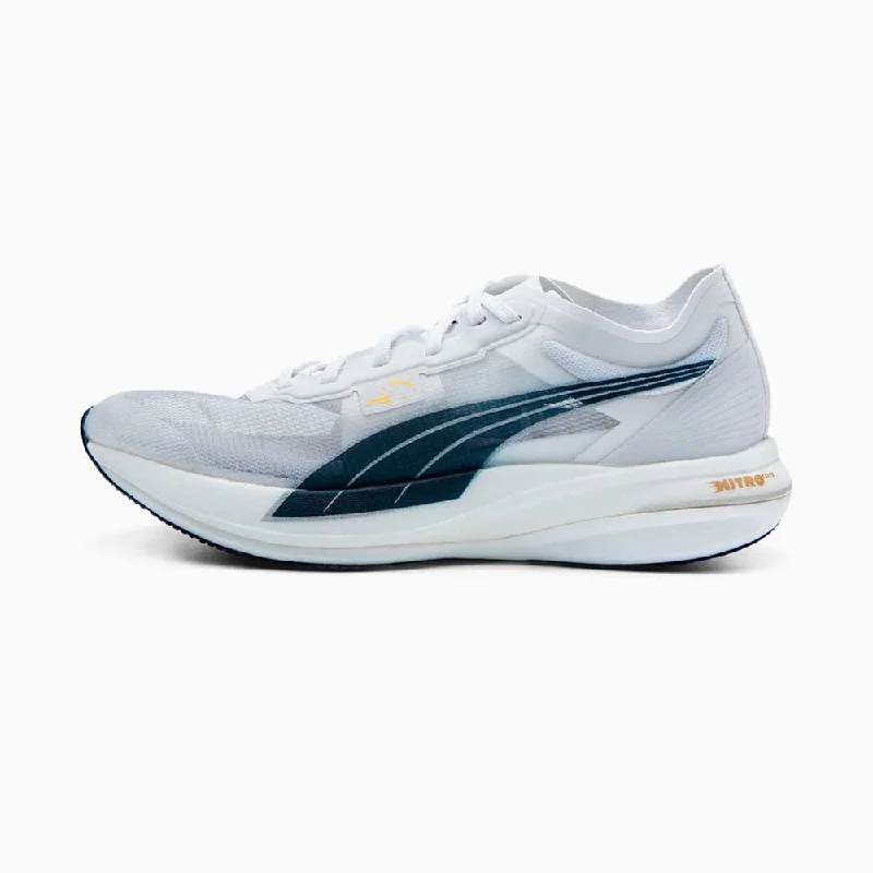 Women's Deviate Nitro Elite Racer x TRACKSMITH - Puma White-Peacoat-Puma Team Gold- Regular (B) Mesh Canvas Denim Women's Deviate Nitro Elite Racer x TRACKSMITH - Puma White-Peacoat-Puma Team Gold- Regular (B) Mesh Canvas Denim