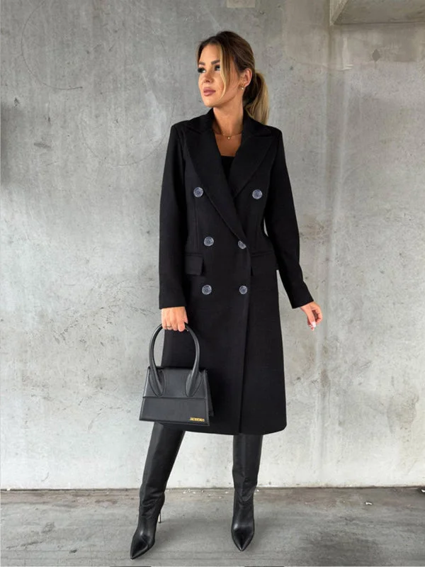 Women's Double Breasted Mid Length Button Closure Coat With Pockets Suede Jacket Faux Fur Jacket Puffer Jacket Women's Double Breasted Mid Length Button Closure Coat With Pockets Suede Jacket Faux Fur Jacket Puffer Jacket