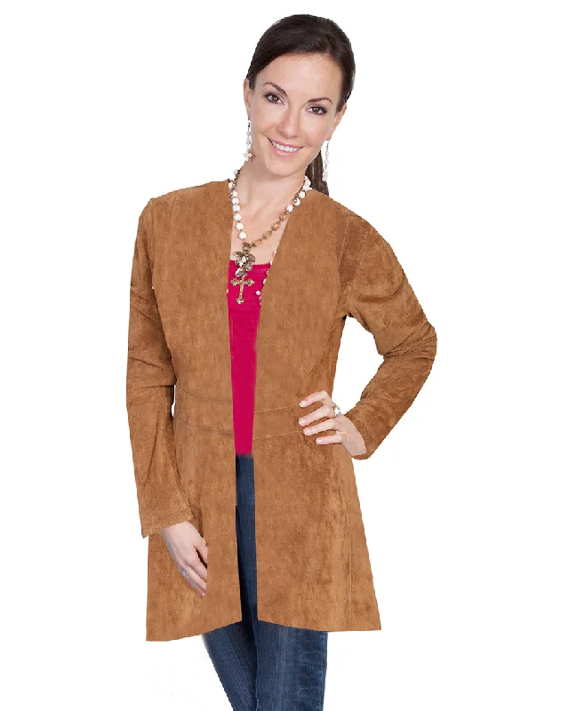 Women's Suede Fringe Maxi Coat Trapeze Tunic Caftan