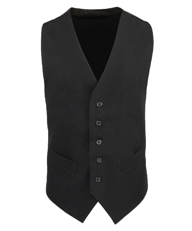 Black - Lined polyester waistcoat Fashionable Buttoned Waistcoat Vest