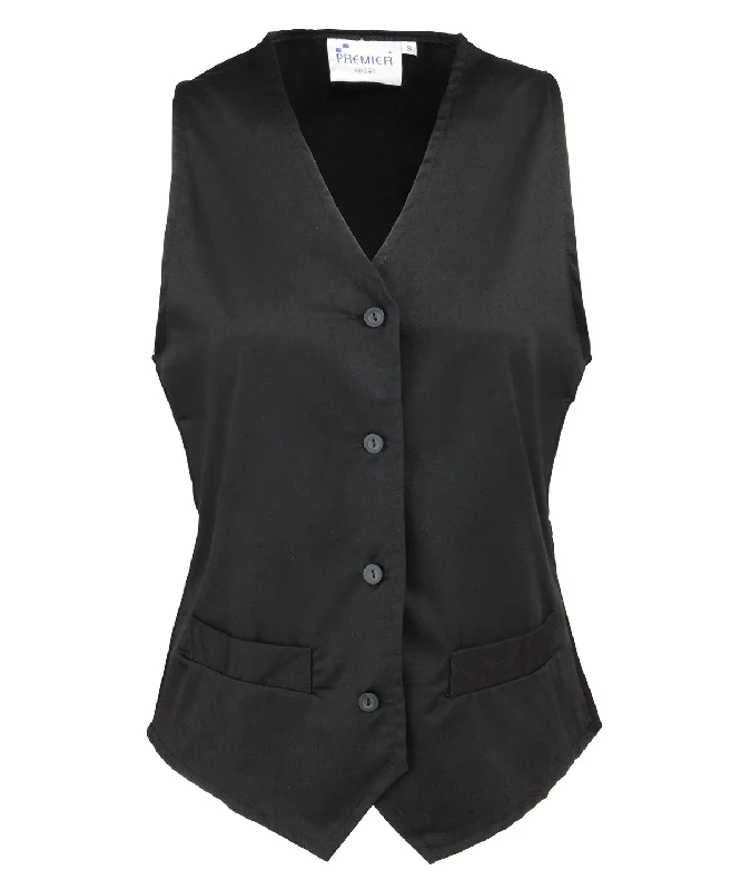 Black - Women's hospitality waistcoat Stylish Button-Up Waistcoat Jacket