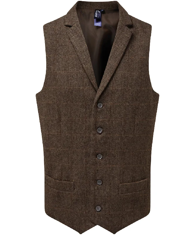 Brown Check - Herringbone waistcoat Comfortable Fleece Waistcoat Jacket