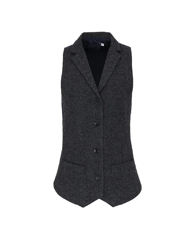 Charcoal - Women's herringbone waistcoat Trendy Checkered Waistcoat Jacket
