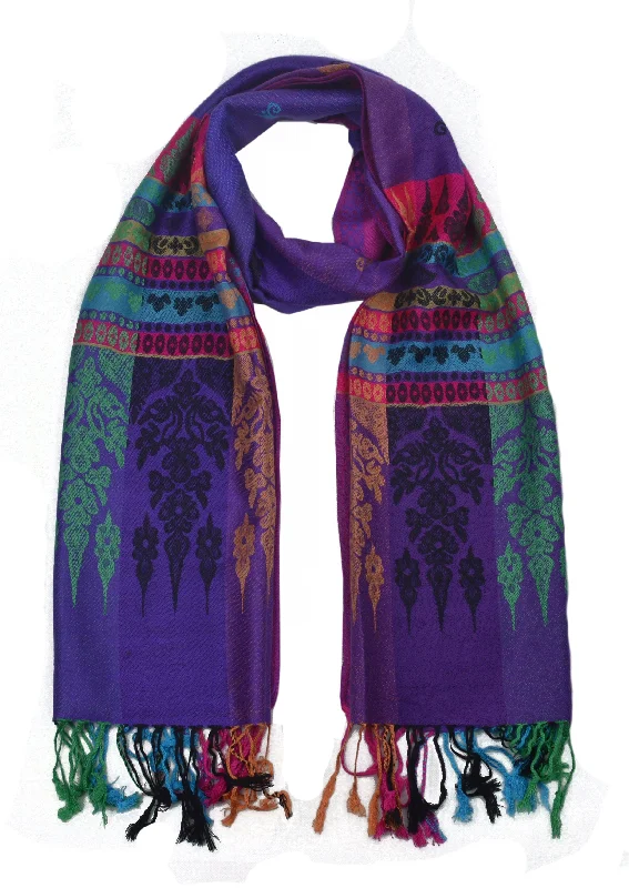 Unisex Multicolored Scarve or Shawl with Tribal Pattern Classic Wool Shawl Wrap