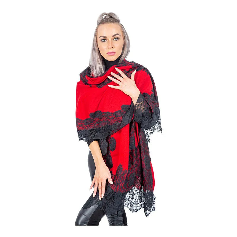 Lace Pure Pashmina Cashmere Shawl Cozy Fleece Shawl Scarf